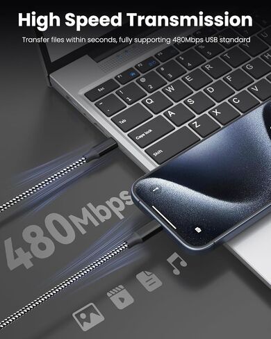 SwaggWood 60W USB C to USB C Cable 10ft 3 Pack Fast Charging Braided Cord | 3 Pack 10ft USB C Cable 60W Fast Charging, Nylon Braided Type C Charger Cord for iPhone 17 16 15 iPad MacBook - Black white in Saudi Arabia
