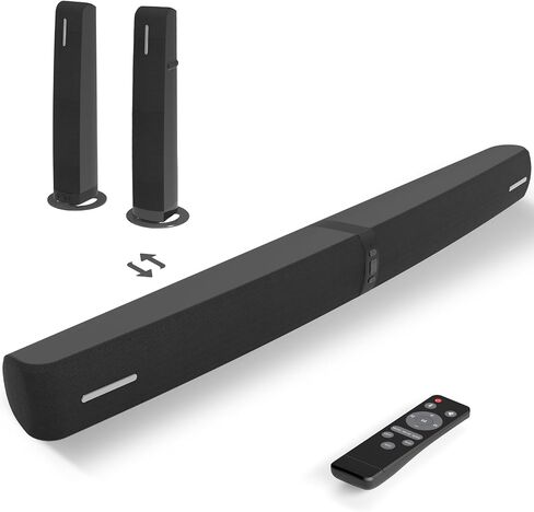 Sound Bar for Smart TV, 90W Soundbar with Bluetooth/ARC/Optical/AUX Connect, Auto Volume Boost, 3 Equalizer Modes, 2 in 1 Detachable Soundbar for TV for TV/PC/Gaming/Projectors in Kuwait