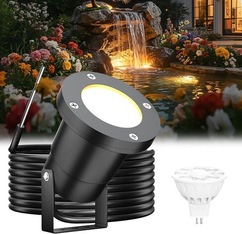 Fountain Lights 12V Underwater Pond Lights IP68 5W MR16 1-Pack | IP68 Waterproof, 2700K Warm White, Replaceable MR16 LED Bulb, for Submersible Pond Lights Fountain Outdoor in Kuwait