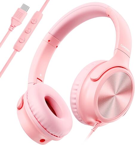 Cowyawn USB C Headphones Wired, Over Ear USB C Wired Headphones with Microphone, Volume Control, HD Stereo Sound, Foldable USB Type C Headphone for Adult/Teens/Laptop/Computer/iPhone 15/16/17, Black in Saudi Arabia