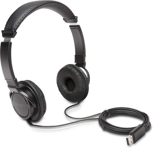 Kensington USB-A Hi-Fi Headphones, On-Ear Headset, 6ft Cord, for Kids, for Adults, for School, Padded Adjustable Headband (K97600WW), Black in Saudi Arabia