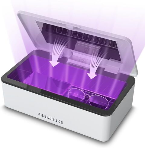 KING&DUKE Phone Sanitizer, UV Sanitizer Box with 360° UV-C Light, Portable UV Phone Sanitizer for Cell Phone, Keys, Glasses, Earphones – White in Saudi Arabia