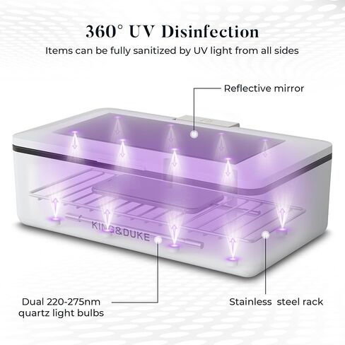 KING&DUKE Phone Sanitizer, UV Sanitizer Box with 360° UV-C Light, Portable UV Phone Sanitizer for Cell Phone, Keys, Glasses, Earphones – White in Saudi Arabia