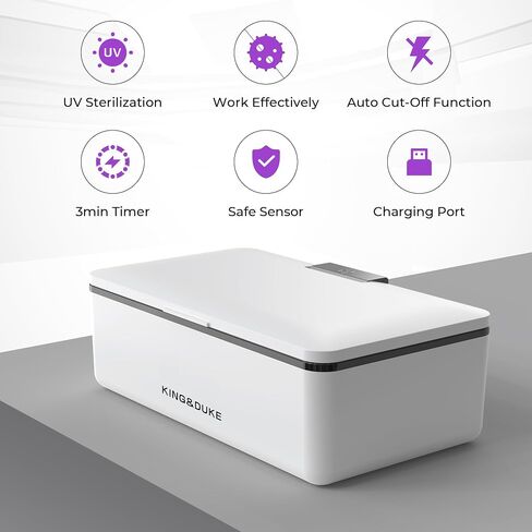 KING&DUKE Phone Sanitizer, UV Sanitizer Box with 360° UV-C Light, Portable UV Phone Sanitizer for Cell Phone, Keys, Glasses, Earphones – White in Saudi Arabia