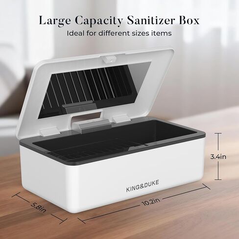 KING&DUKE Phone Sanitizer, UV Sanitizer Box with 360° UV-C Light, Portable UV Phone Sanitizer for Cell Phone, Keys, Glasses, Earphones – White in Saudi Arabia
