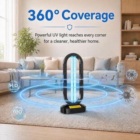 Feefir Portable UV Light Sanitizer Lamp for Room,360° Ozone UV Lamp | Ultraviolet Light ,4 Timer Modes 15/30/45/60 Min,Effectively Mold Remover and Dust Mites,UV Sanitizer Light for Home,Office in Saudi Arabia