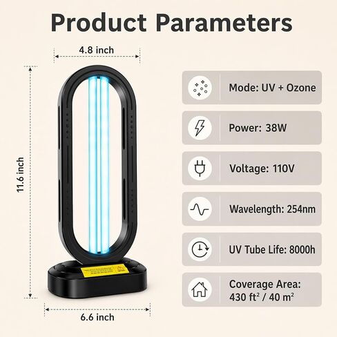Feefir Portable UV Light Sanitizer Lamp for Room,360° Ozone UV Lamp | Ultraviolet Light ,4 Timer Modes 15/30/45/60 Min,Effectively Mold Remover and Dust Mites,UV Sanitizer Light for Home,Office in Saudi Arabia