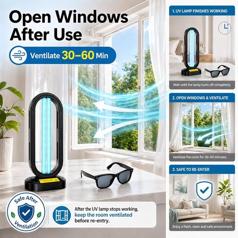 Feefir Portable UV Light Sanitizer Lamp for Room,360° Ozone UV Lamp | Ultraviolet Light ,4 Timer Modes 15/30/45/60 Min,Effectively Mold Remover and Dust Mites,UV Sanitizer Light for Home,Office in Saudi Arabia