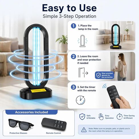 Feefir Portable UV Light Sanitizer Lamp for Room,360° Ozone UV Lamp | Ultraviolet Light ,4 Timer Modes 15/30/45/60 Min,Effectively Mold Remover and Dust Mites,UV Sanitizer Light for Home,Office in Saudi Arabia