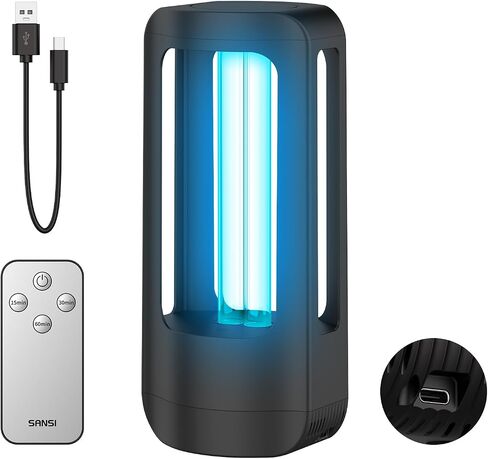 SANSI UV Light 18W Ultraviolet Light for Room, Rechargeable UV LED Lamp | with 3-Level Timer and Remote Control, 5000mAh Fast Charging Battery for Travel Home Bedroom Office in Kuwait