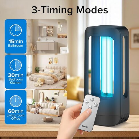 SANSI UV Light 18W Ultraviolet Light for Room, Rechargeable UV LED Lamp | with 3-Level Timer and Remote Control, 5000mAh Fast Charging Battery for Travel Home Bedroom Office in Kuwait