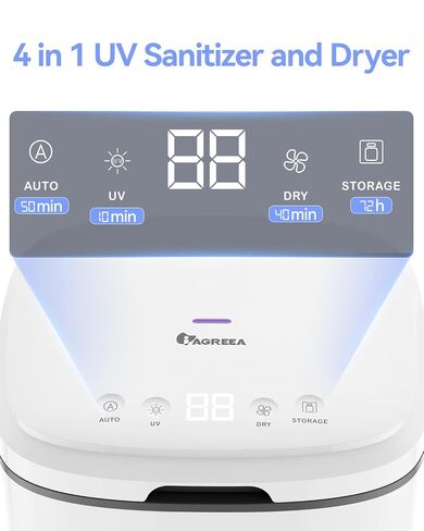 IAGREEA UV Cleaning and Dryer, 4 in 1 UV Box with 2 Fluorescent Tubes | One-Click Sstart, Touch Control, 72H Storage, Suitable for Toys/Toothbrushes/Keys/Other Household Items in Saudi Arabia