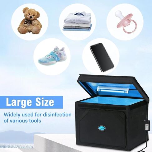 Large UVC Sanitizer Box with Ozone, Foldable Cleaner Bag with Timer, 36L/9.5gal UV Light Bulb Black Tote for Shoes, Cell Phone,Key in Saudi Arabia