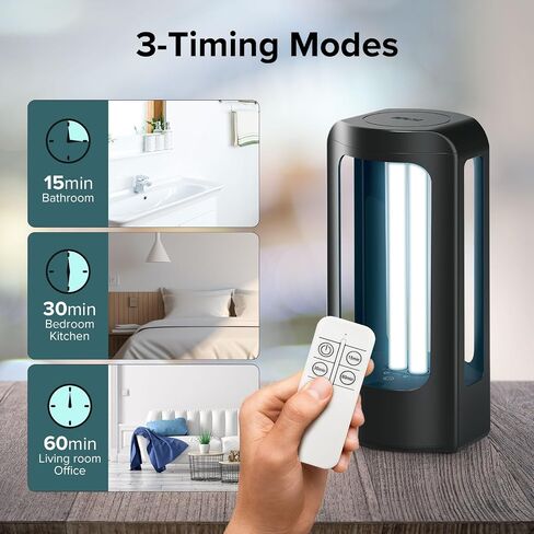 SANSI 42W UV Light Sanitizer with Remote Control Timer, UVC LED Lamp | 254nm Wavelength, Portable Ultraviolet Light for Bedroom Hotel Kitchen Bathroom Cleaning- Ozone Free in Saudi Arabia