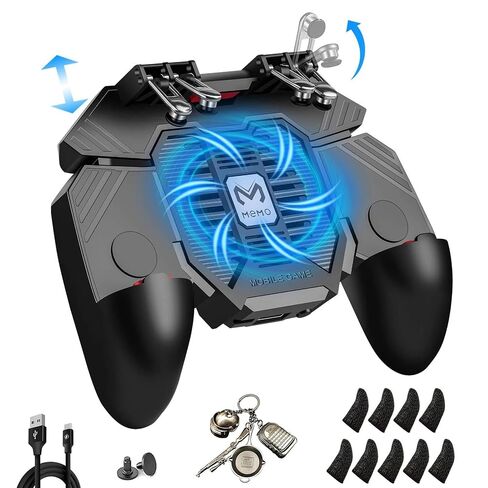 Mikirini 11 in 1 PUBG Mobile Controller with Phone Cooler & 4000mAh Battery | L2R2 Cell Phone Triggers for PUBG/Call of Duty/Free Fire/Fornite, compatible with 4.7-6.5" iPhones & Android Phones in Kuwait