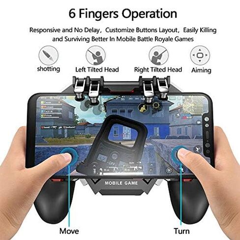 Mikirini 11 in 1 PUBG Mobile Controller with Phone Cooler & 4000mAh Battery | L2R2 Cell Phone Triggers for PUBG/Call of Duty/Free Fire/Fornite, compatible with 4.7-6.5" iPhones & Android Phones in Kuwait