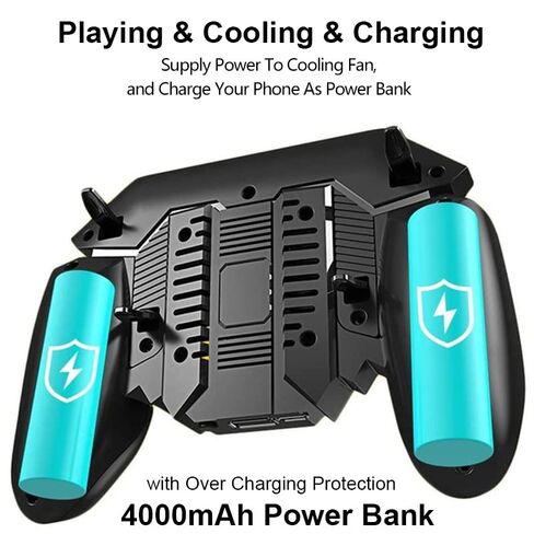 Mikirini 11 in 1 PUBG Mobile Controller with Phone Cooler & 4000mAh Battery | L2R2 Cell Phone Triggers for PUBG/Call of Duty/Free Fire/Fornite, compatible with 4.7-6.5" iPhones & Android Phones in Kuwait