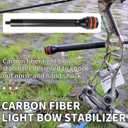 8 Inch Archery Bow Stabilizer for Compound Bow Carbon Balance Bar Absorber with Weights to Reduce Vibrations Sound Absorption for Compound/Recurve Bow Hunting Shooting in Saudi Arabia