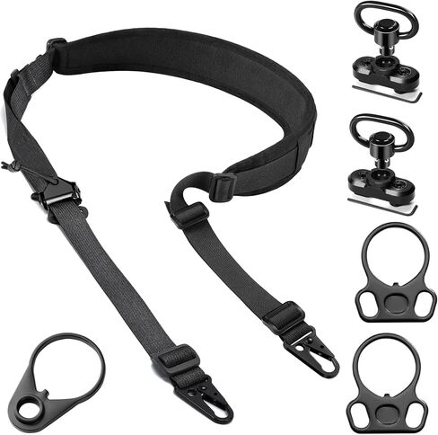 Two Point Traditional Sling 2 Point Rifle Sling with Swivel Mount Quick Adjust Gun Sling with Wide Soft Shoulder Pad Sling for Rifle and Crossbow Hunting and Outdoor Black in Saudi Arabia