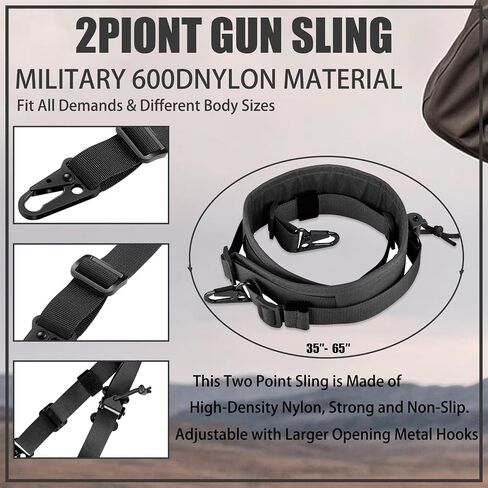 Two Point Traditional Sling 2 Point Rifle Sling with Swivel Mount Quick Adjust Gun Sling with Wide Soft Shoulder Pad Sling for Rifle and Crossbow Hunting and Outdoor Black in Saudi Arabia