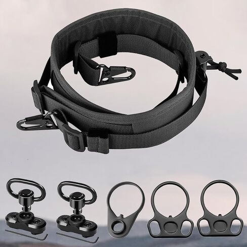 Two Point Traditional Sling 2 Point Rifle Sling with Swivel Mount Quick Adjust Gun Sling with Wide Soft Shoulder Pad Sling for Rifle and Crossbow Hunting and Outdoor Black in Saudi Arabia
