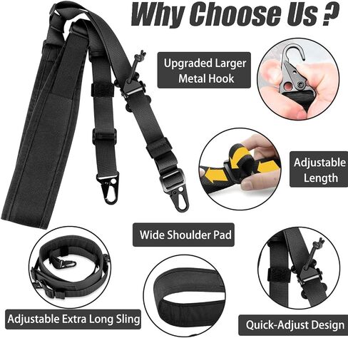 Two Point Traditional Sling 2 Point Rifle Sling with Swivel Mount Quick Adjust Gun Sling with Wide Soft Shoulder Pad Sling for Rifle and Crossbow Hunting and Outdoor Black in Saudi Arabia