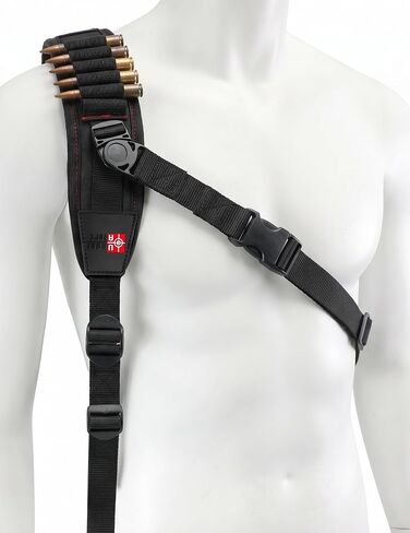 Stalker Rifle Sling with Swivels | Comfortable Neoprene Padded Gun Strap with Bullet Holders | Adjustable, Non-Slip Crossbow Strap | Secures Your Gun on Your Back | Hands-Free Convenience - Black in Saudi Arabia