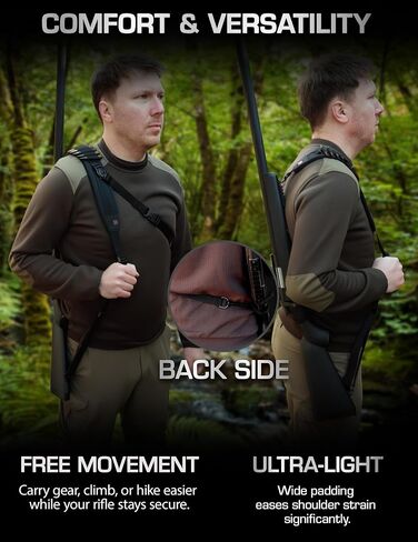 Stalker Rifle Sling with Swivels | Comfortable Neoprene Padded Gun Strap with Bullet Holders | Adjustable, Non-Slip Crossbow Strap | Secures Your Gun on Your Back | Hands-Free Convenience - Black in Saudi Arabia