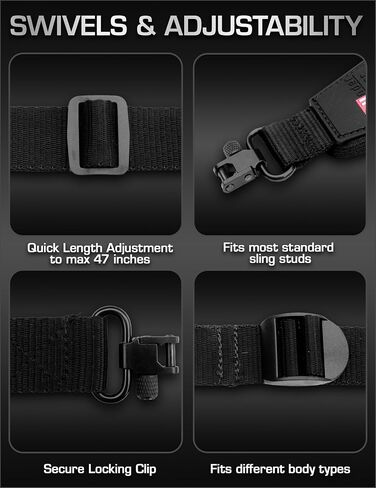 Stalker Rifle Sling with Swivels | Comfortable Neoprene Padded Gun Strap with Bullet Holders | Adjustable, Non-Slip Crossbow Strap | Secures Your Gun on Your Back | Hands-Free Convenience - Black in Saudi Arabia