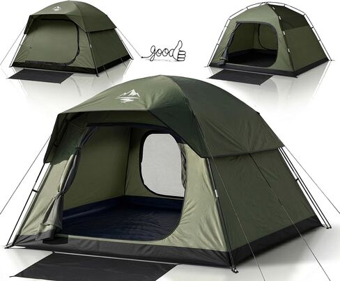 Tent 4 Person Tents for Camping with 2 Doors & Rainfly | Portable Waterproof & Windproof Tents, Large Mesh Ventilation, Easy Setup Family Tent for Camping, Hiking and Backpacking in Saudi Arabia