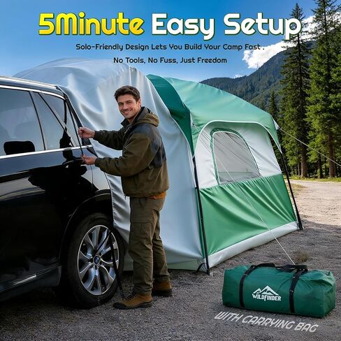 SUV Tent, Car Tents for Camping, Universal SUV Tailgate Tent | 10x9ft Large, PU3000 Waterproof, Camping Tent Universal Compatible with SUV, CUV, Easy Setup Standalone Shelter for Outdoor in Saudi Arabia