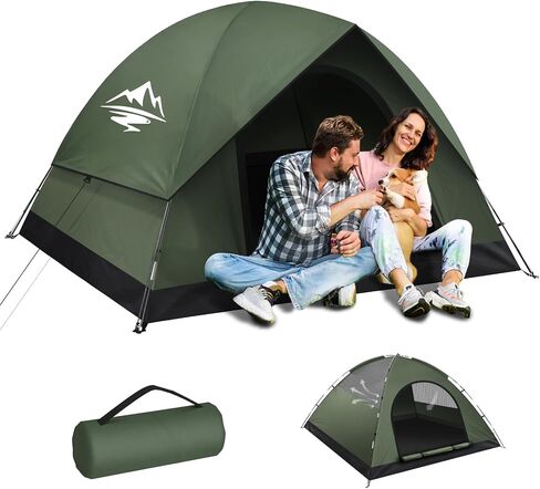 Tents for Camping 2/3 Person, Waterproof Camping Tent with Rainfly | Easy Setup Portable Double Layer Windproof Dome Tent with Carry Bag, Backpacking Tents for Camping Outdoor Backyard Hiking in Saudi Arabia