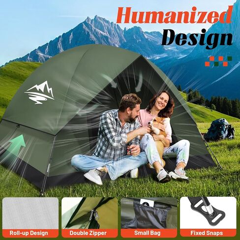 Tents for Camping 2/3 Person, Waterproof Camping Tent with Rainfly | Easy Setup Portable Double Layer Windproof Dome Tent with Carry Bag, Backpacking Tents for Camping Outdoor Backyard Hiking in Saudi Arabia