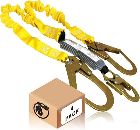 KwikSafety Python Safety Lanyard [1PK] 6FT Double Leg Fall Arrest Gear | ANSI Tested, OSHA Compliant, External Shock Absorber, Rebar Hook, Snap Hook, Fall Protection, Construction, Arborist, Roofing in Saudi Arabia