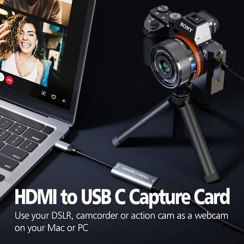 Video Capture Card, USB3.0 HDMI to USB C Capture Card, 4K 1080P 60FPS, Video Recording Card for Gaming Live Streaming, for Windows/Mac OS System with USB C Adapter to Adjust PS4, Switch, Xbox in Kuwait