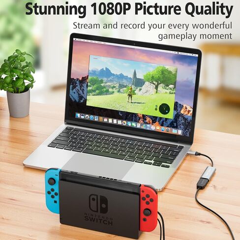 Video Capture Card, USB3.0 HDMI to USB C Capture Card, 4K 1080P 60FPS, Video Recording Card for Gaming Live Streaming, for Windows/Mac OS System with USB C Adapter to Adjust PS4, Switch, Xbox in Kuwait