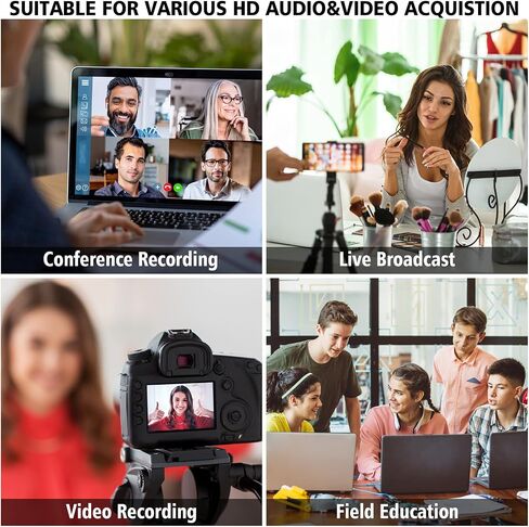 Video Capture Card, USB3.0 HDMI to USB C Capture Card, 4K 1080P 60FPS, Video Recording Card for Gaming Live Streaming, for Windows/Mac OS System with USB C Adapter to Adjust PS4, Switch, Xbox in Kuwait