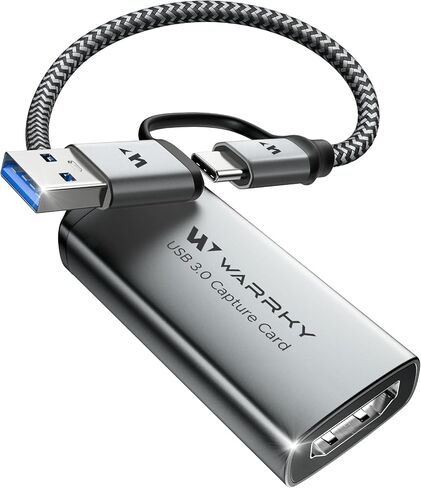 WARRKY Video Capture Card, 2-in-1 USB 3.0 USB A/C HDMI Capture Device, 4K Input 1080P 60FPS Low Latency Game Capture Card for Streaming & Recording, Compatible with PS5, Nintendo Switch, Xbox, PC, Mac in Kuwait