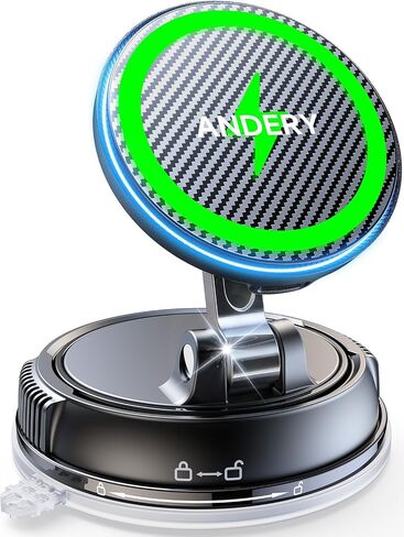ANDERY Only for iPhone Magsafe Car Mount Charger, 15W Fast Wireless Charge | [78+LBS Strong Suction & 2400gf Magnetic] 360° Adjustable Car Mount Phone Holder, Car Interior Accessory with Dashboard Pad in Kuwait