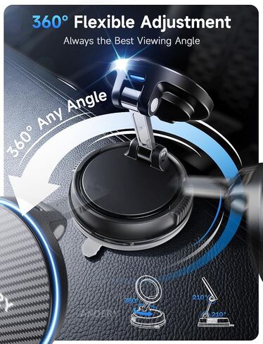ANDERY Only for iPhone Magsafe Car Mount Charger, 15W Fast Wireless Charge | [78+LBS Strong Suction & 2400gf Magnetic] 360° Adjustable Car Mount Phone Holder, Car Interior Accessory with Dashboard Pad in Kuwait