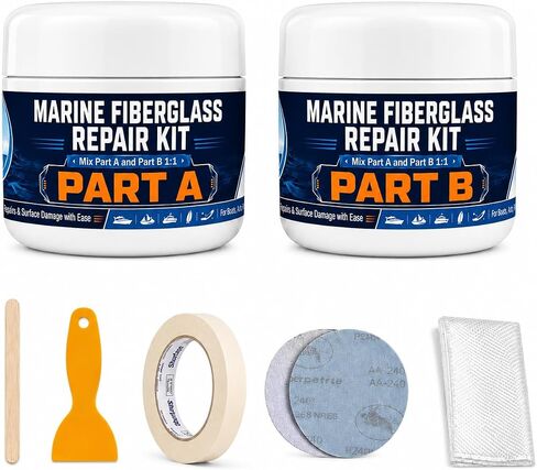 Marine Fiberglass Repair Kit for Boats, Gel Coat Repair Kit for Boats with Waterproof Epoxy Filler, Fiberglass Kit, Gelcoat Repair Kit Fix Holes, Chips, Pits, Cracks, Scratches in Saudi Arabia
