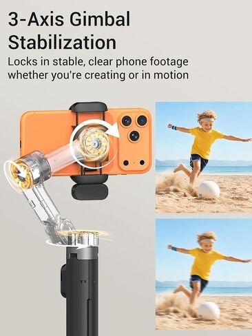 AOCHUAN Smart V3 70.9" Gimbal Stabilizer for iPhone w/AI Tracking Module | Remote Control & One-Touch Open Tripod for Phone Gimbal, 360° Pan Rotation Gimbal w/51" Extension Rod for Shooting,Fill Light in Saudi Arabia
