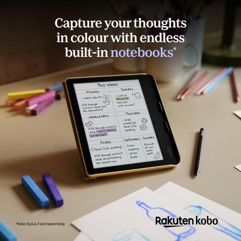 Kobo Libra Colour White eReader & Clear Case Bundle | 7" Glare-Free Colour E Ink Kaleido 3 Display | Dark Mode Option | Waterproof | Slim & Lightweight Clear Case in Saudi Arabia