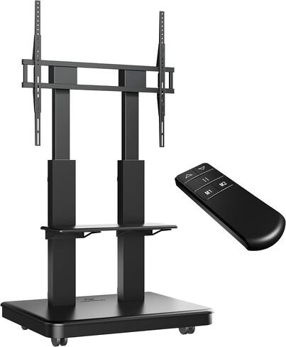 ONKRON Motorized TV Stand 50-120", up to 265 lbs, max VESA 900x800, Black | Electric TV Lift height adjustable 35.9"-61.4", remote control, shelf, wide base, cable management; for business & education in Saudi Arabia