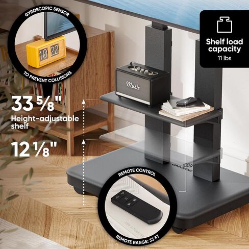 ONKRON Motorized TV Stand 50-120", up to 265 lbs, max VESA 900x800, Black | Electric TV Lift height adjustable 35.9"-61.4", remote control, shelf, wide base, cable management; for business & education in Saudi Arabia
