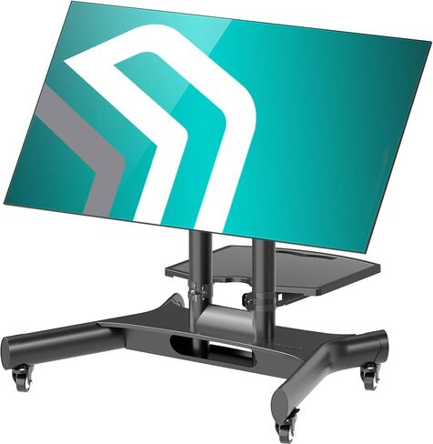 ONKRON Mobile TV Stand 32-70 Inch, up to 89 lbs, max VESA 600x400, Black | TV rolling cart 90° tilt, height adjustable, AV shelf, cable management, wheels, low height; for touchscreens & training in Saudi Arabia