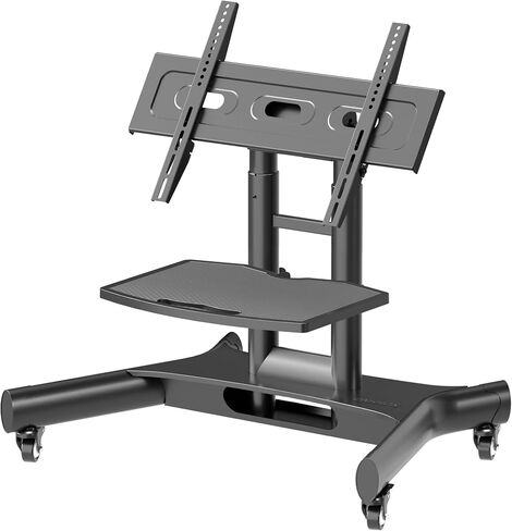 ONKRON Mobile TV Stand 32-70 Inch, up to 89 lbs, max VESA 600x400, Black | TV rolling cart 90° tilt, height adjustable, AV shelf, cable management, wheels, low height; for touchscreens & training in Saudi Arabia