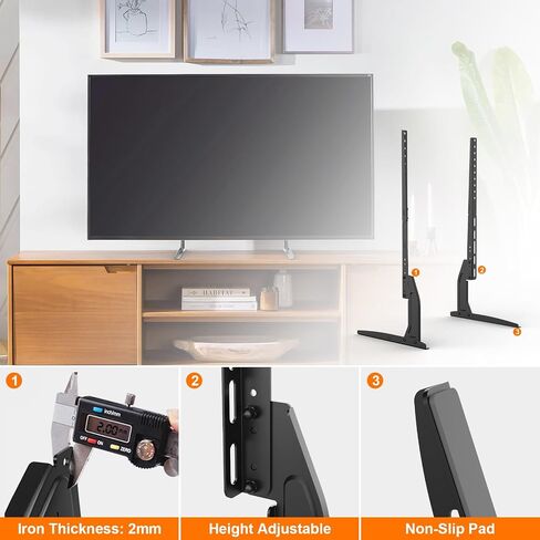 GRIFEMA Universal TV Stand for 20-80 in, Height Adjustable, Easy Install | Max VESA 800X400 mm, Holds Up to 110 Lbs, Table Top TV Stands For Living Room Bedroom, Fit 40 43 55 60 65 70 75 80 inch TVs in Saudi Arabia