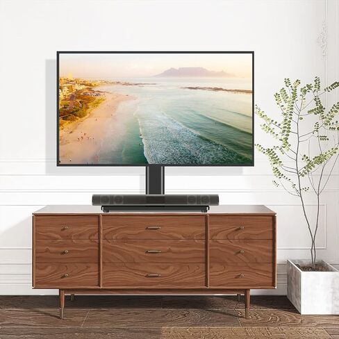 Universal Table Top TV Stand Base with 3 Level Height Adjustable and Swivel Mount Bracket for 20-43 Inch Plasma LCD Led Flat or Curved Screen TVs, Vesa Patterns Up to 300mm x 200mm | Universal TV Stand Base with 4-Level Height Adjustment and Tempered Glas in Saudi Arabia