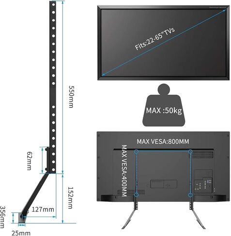Suptek Universal TV Stand Table Top Replacement TV Legs for 22-65 inches LCD Flat&Curved Screen TV, Max VESA up to 800x400mm Support 110lbs in Saudi Arabia
